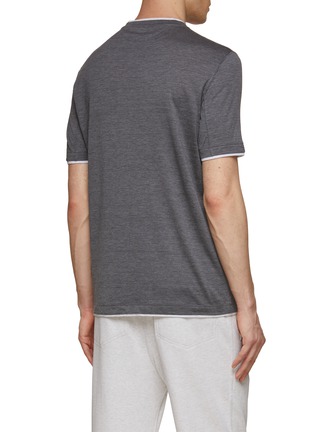 背面 - 点击放大 - BRUNELLO CUCINELLI - 拼色双层设计真丝混棉 T 恤