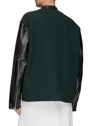 背面 - 点击放大 - MM6 MAISON MARGIELA - 羊毛拼接真皮拉链夹克