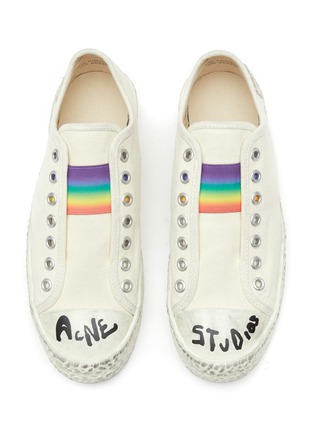 细节 - 点击放大 - ACNE STUDIOS - 彩虹拼贴无系带设计帆布鞋
