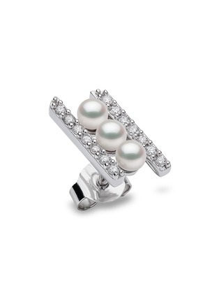 细节 - 点击放大 - YOKO LONDON - ‘SLEEK' DIAMOND AKOYA PEARL 18K WHITE GOLD EARRINGS