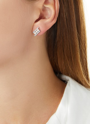 细节 - 点击放大 - YOKO LONDON - ‘SLEEK' DIAMOND AKOYA PEARL 18K WHITE GOLD EARRINGS
