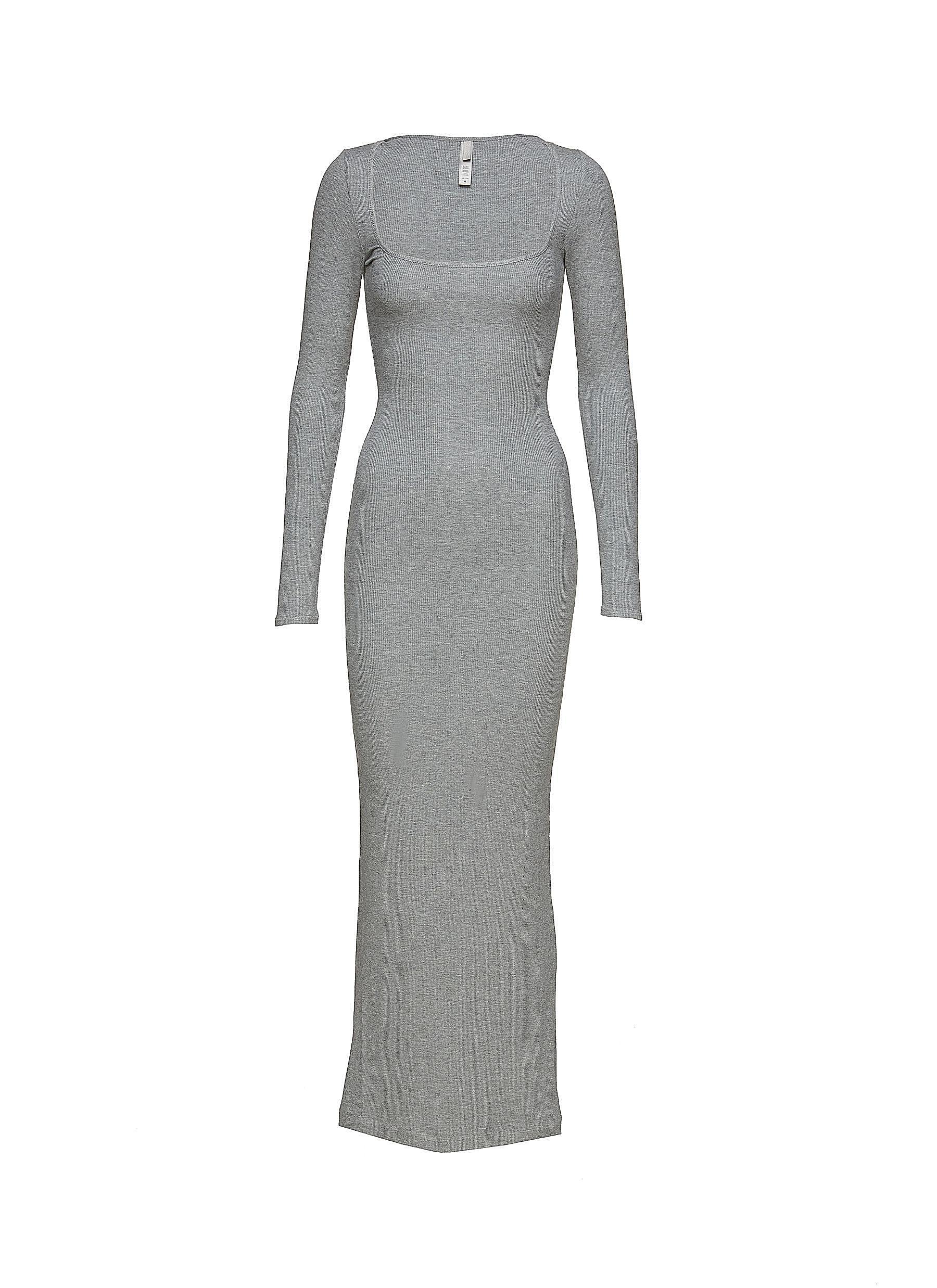 grey long sleeve dress Cicinia Steel Mother Of The Bride With Sleeves Plus Size Chiffon A-line Ankle Length Shawl Collar Fully lined Structure Grey Off-Shoulder Long Sleeve Sweater