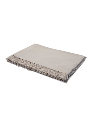 首图 –点击放大 - BRUNELLO CUCINELLI - Contrasting Trim Fringed Cashmere Blanket — Oyster & Piombo