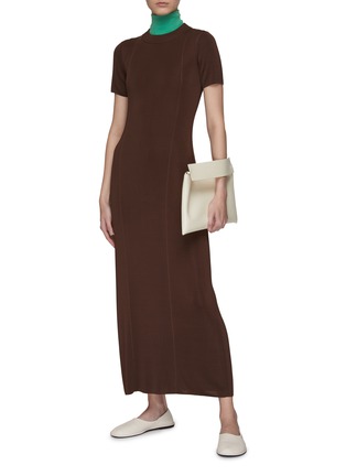模特儿示范图 - 点击放大 - THE ROW - PESENTI 短袖长款针织连衣裙