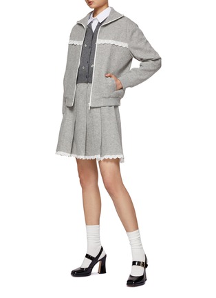 模特儿示范图 - 点击放大 - SHUSHU/TONG - 蕾丝缀饰拉链混羊毛夹克