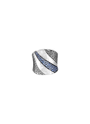 首图 - 点击放大 - JOHN HARDY - ‘CLASSIC CHAIN’ SAPPHIRE HAMMERED SILVER SADDLE RING