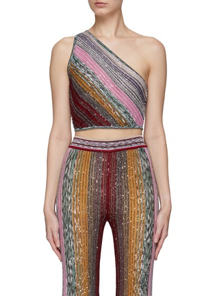 首图 - 点击放大 - MISSONI - 亮片缀饰条纹单肩无袖短款上衣