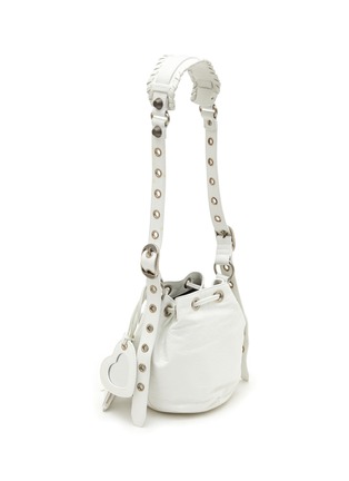 细节 - 点击放大 - BALENCIAGA - ‘LE CAGOLE XS’ STUDDED CRINKLED-LEATHER BUCKET BAG