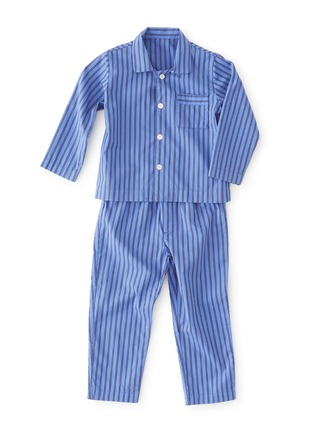 首图 –点击放大 - TEKLA - 儿童款纯棉府绸睡衣套装 — 7-8岁蓝色条纹