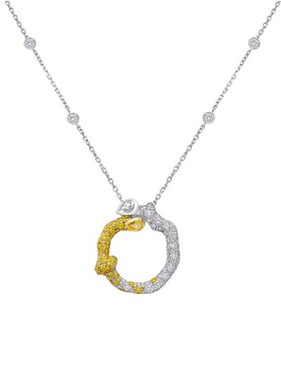 首图 - 点击放大 - MAISONALT - FOREST ALT WOODY 钻石点缀 18K 黄金白金圆圈吊坠项链