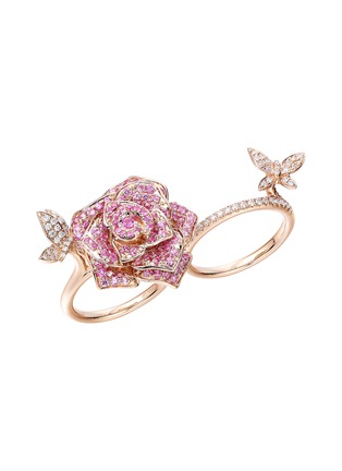 细节 - 点击放大 - SARAH ZHUANG - ROSE FOUNTAIN 18K玫瑰金粉色蓝宝石钻石戒指