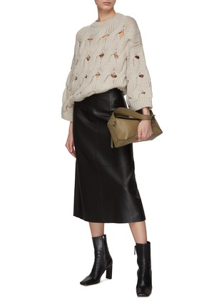 模特儿示范图 - 点击放大 - BRUNELLO CUCINELLI - 短款镂空羊绒针织衫