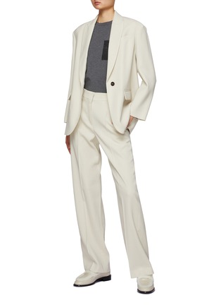 模特儿示范图 - 点击放大 - BRUNELLO CUCINELLI - 褶裥混羊毛直筒长裤