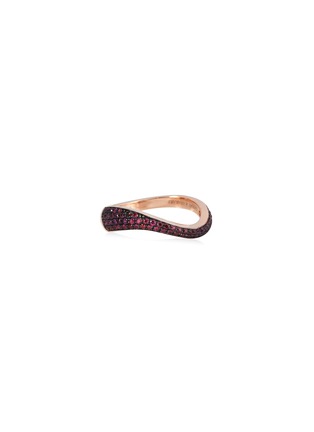 首图 - 点击放大 - KAVANT & SHARART - ‘Talay’ Micro Ruby Pavé 18K Rose Gold Wave Ring