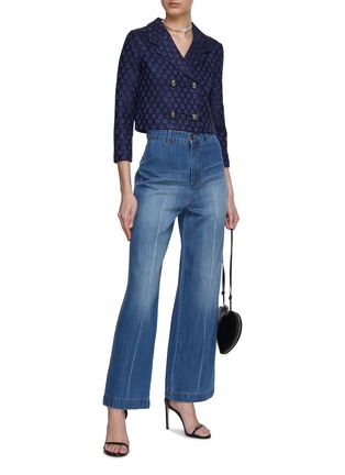 模特儿示范图 - 点击放大 - ST. JOHN - Sequined Tweed Double Breasted Jacket