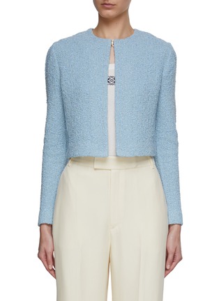 首图 - 点击放大 - ST. JOHN - Crewneck Long Sleeve Bouclé Tweed Jacket