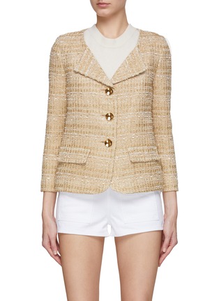 首图 - 点击放大 - ST. JOHN - Single Breasted Quarter Sleeve Tweed Jacket