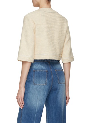 背面 - 点击放大 - ST. JOHN - CRYSTAL EMBELLISHED BUTTON FRONT QUARTER SLEEVE TWEED JACKET