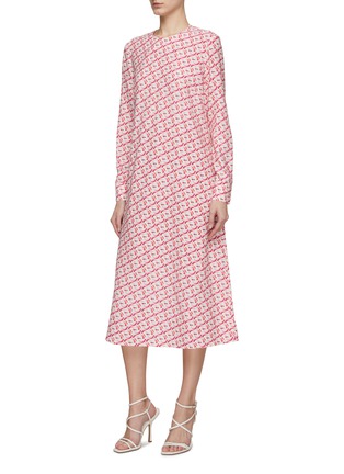 细节 - 点击放大 - ST. JOHN - Tied Waist All Over Print Silk Blend Dress
