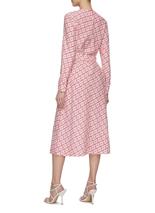 背面 - 点击放大 - ST. JOHN - Tied Waist All Over Print Silk Blend Dress