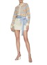 模特儿示范图 - 点击放大 - BERNADETTE - 拼色蝴蝶结腰带丝绒短裙