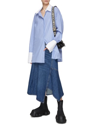 模特儿示范图 - 点击放大 - LOEWE - LOGO 刺绣条纹纯棉衬衫