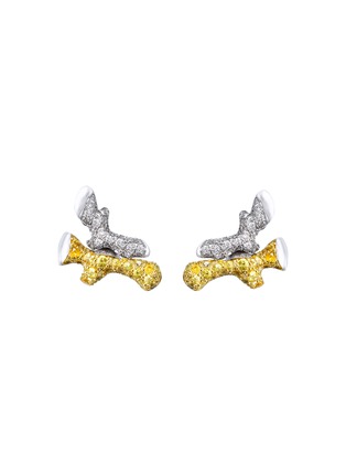 首图 - 点击放大 - MAISONALT - FOREST ALT WOODY 黄色蓝宝石钻石铂金双色耳环