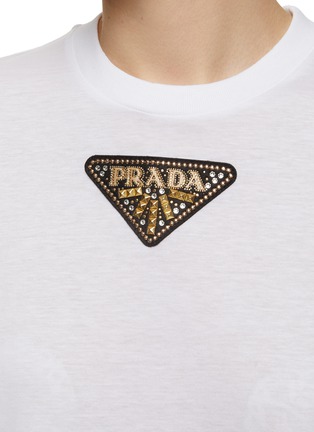  - PRADA - LOGO 仿水晶徽标纯棉 T 恤