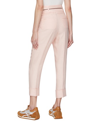 背面 - 点击放大 - PESERICO - Drawstring Waist Pressed-Crease Cuffed Linen Pants