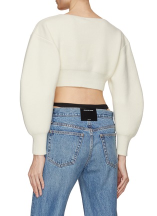 背面 - 点击放大 - ALEXANDERWANG - 仿水晶绑带泡泡袖短款混羊毛针织开衫