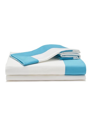 首图 –点击放大 - FRETTE - BOLD 加大双人床拼色围边纯棉四件套 － 奶白色及蓝色
