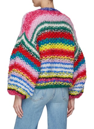 背面 - 点击放大 - NIZHONI - BILLY 彩虹拼色短款美丽诺羊毛针织开衫