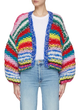 首图 - 点击放大 - NIZHONI - BILLY 彩虹拼色短款美丽诺羊毛针织开衫