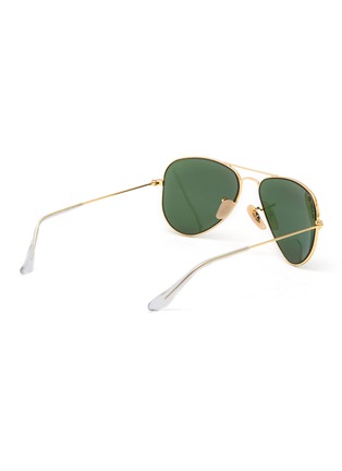 模特儿示范图 - 点击放大 - RAY-BAN - ‘Junior Aviator’ Metal Frame Green Lens Kids Aviator Sunglasses