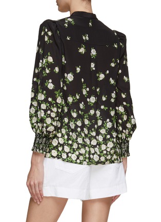 背面 - 点击放大 - ALICE + OLIVIA - 泡泡袖花卉图案真丝上衣