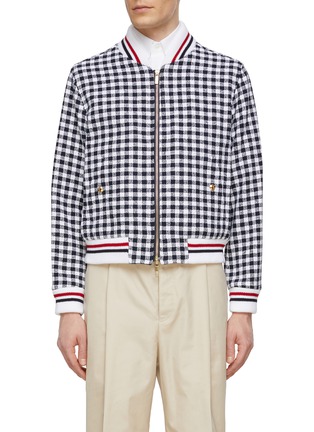 首图 - 点击放大 - THOM BROWNE - 罗纹收边格纹棒球夹克