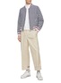 模特儿示范图 - 点击放大 - THOM BROWNE - 罗纹收边格纹棒球夹克