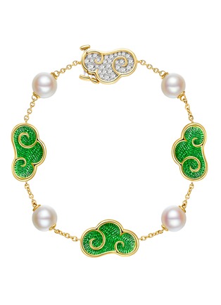 YICI ZHAO ART & JEWELS | 祥云瑞彩珐琅翠微珍珠钻石点缀 18K 黄金手链