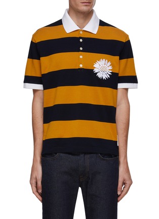首图 - 点击放大 - THOM BROWNE - 向日葵刺绣条纹 POLO 短袖