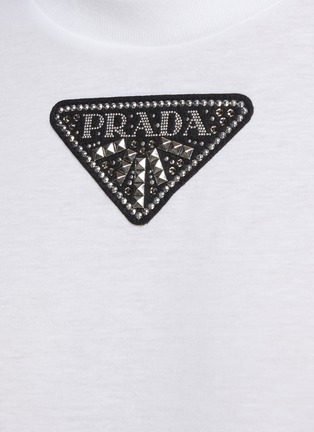  - PRADA - 铆钉珠饰三角 LOGO 拼贴圆领 T 恤