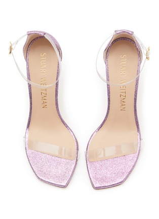 细节 - 点击放大 - STUART WEITZMAN - ‘NUDISTCURVE’ 100 SINGLE BAND SQUARE TOE GLITTER HEELED SANDALS