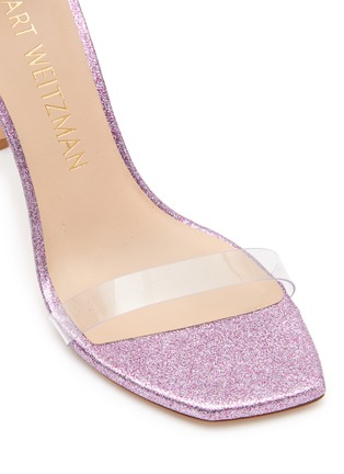 细节 - 点击放大 - STUART WEITZMAN - ‘NUDISTCURVE’ 100 SINGLE BAND SQUARE TOE GLITTER HEELED SANDALS