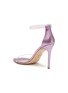  - STUART WEITZMAN - ‘NUDISTCURVE’ 100 SINGLE BAND SQUARE TOE GLITTER HEELED SANDALS