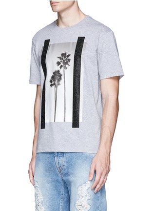 正面 - 点击放大 - Palm Angels - 闪粉条纹棕榈树胶印T恤