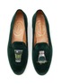 细节 - 点击放大 - STUBBS & WOOTTON - ‘ABSINTHE’ SHOT GLASS EMBROIDERY FLAT VELVET LOAFERS