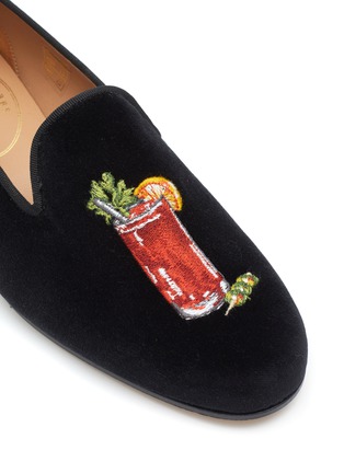 细节 - 点击放大 - STUBBS & WOOTTON - ‘MARY MOJITO’ COCKTAIL EMBROIDERY FLAT VELVET LOAFERS