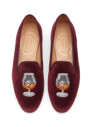 细节 - 点击放大 - STUBBS & WOOTTON - ‘BRANDY’ EMBROIDERY FLAT VELVET LOAFERS