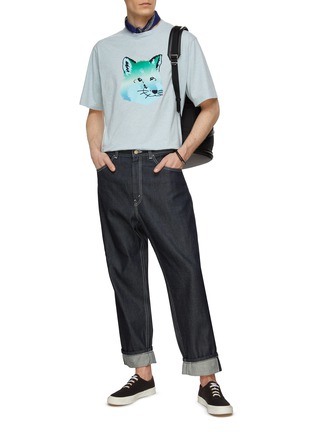 模特儿示范图 - 点击放大 - MAISON KITSUNÉ - 渐变狐狸头印花纯棉 T 恤