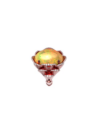 细节 - 点击放大 - MING SONG HAUTE JOAILLERIE - LOTUS BLOOM 14K彩金猫眼石钻石戒指