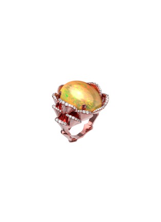 首图 - 点击放大 - MING SONG HAUTE JOAILLERIE - LOTUS BLOOM 14K彩金猫眼石钻石戒指